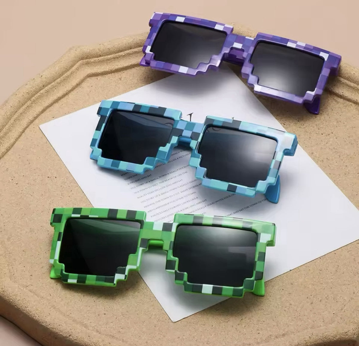 Fashion Sunglasses Green Game Minecraft  Square Glasses gift beach Summer0