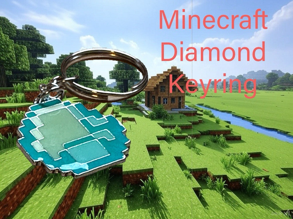 Minecraft Diamond Metal Key Ring  Perfect Gift Bag Movie Gaming Steve Keychain0