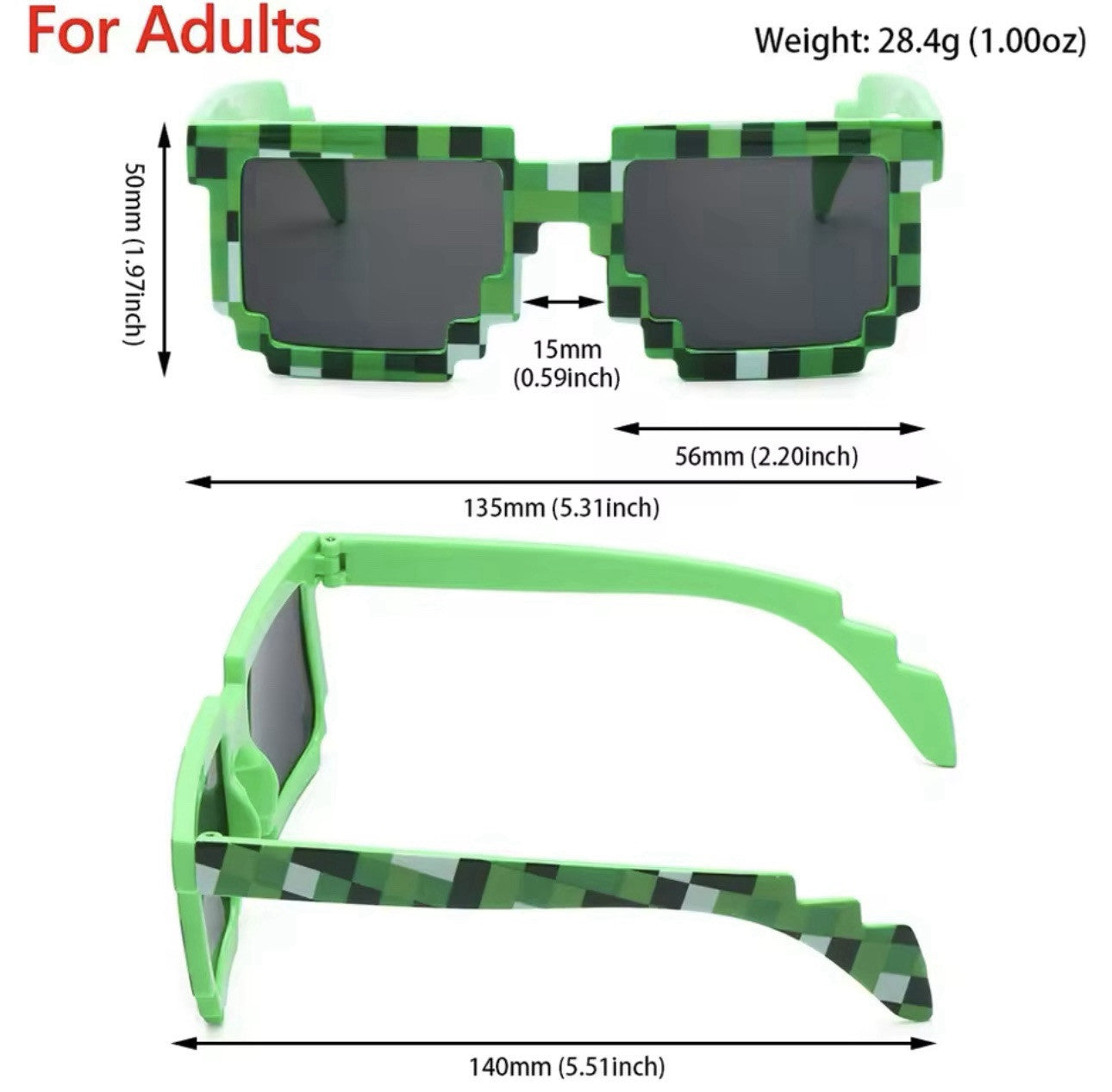 Fashion Sunglasses Green Game Minecraft  Square Glasses gift beach Summer