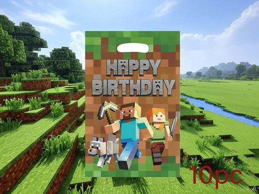 10x Minecraft Character Loot Bags/Party Bags, Kids Party, Birthday Party