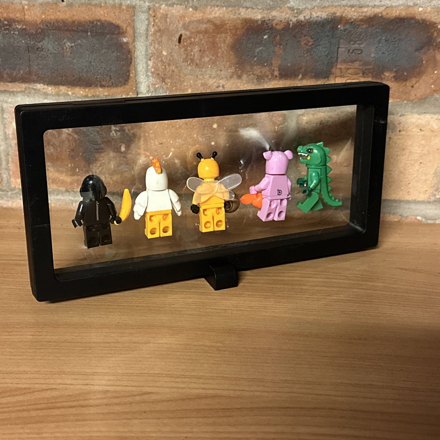 Brick Mini Figure Display Case & 5 Figures Character Scene Dino Pig Bee Chicken
