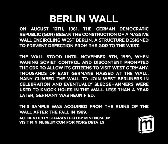 Mini Museum A Piece of the Berlin Wall in a Ryker Box Genuine With COA gift6