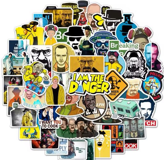 50pcs The Breaking Bad TV Series Stickers Crime Gang Walter White Jesse Pinkman