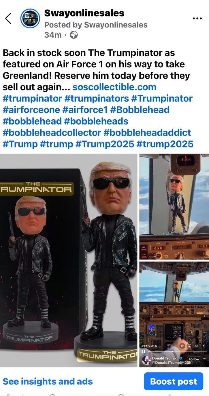 The Trumpinator Bobblehead I'll Be Back Collectible MODEL Figurine Air Force 1