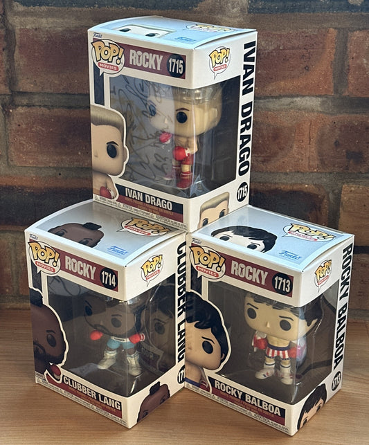 Funko Pop! SET of 3 - Rocky Balboa Clubber Lang Ivan Drago Boxing In Stk Movie