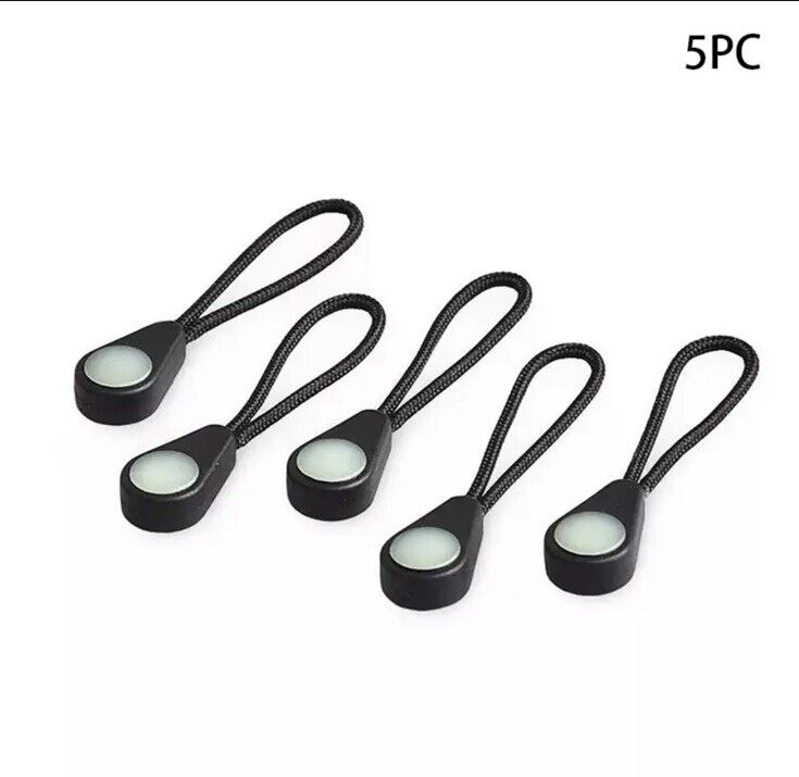 Set of 5 Luminous Zip Pull Zipper Puller Slider GLOW in the dark Jacket Bag - SOScollectible