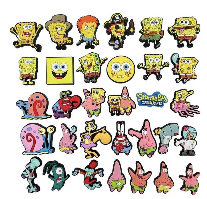 SpongeBob Croc Charms Mega Value Bundle 32x Pieces Clogs Kids Shoe Accessories - SOScollectible