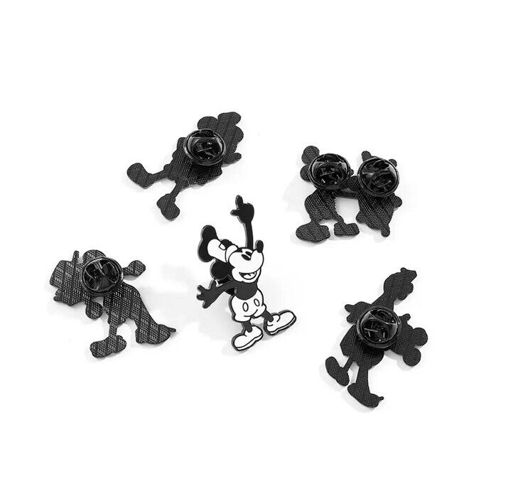 steamboat willie mickey mouse 5 Piece disney pin badge Set Vintage Cartoon - SOScollectible