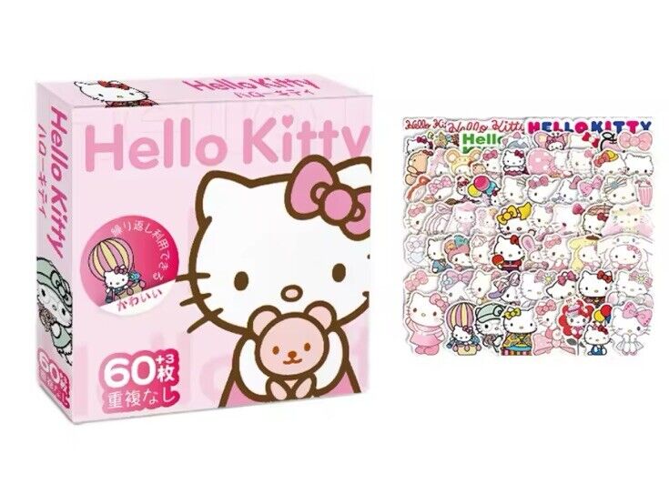 SUPER CUTE Sanrio Box 60 Stickers Cinnamoroll Pompom Kuromi Hello Kitty HK Gift - SOScollectible