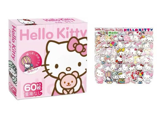 SUPER CUTE Sanrio Box 60 Stickers Cinnamoroll Pompom Kuromi Hello Kitty HK Gift - SOScollectible