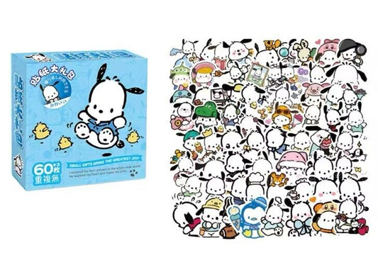 SUPER CUTE Sanrio Box 60 Stickers Cinnamoroll Pompom Kuromi My Melody HK Gift - SOScollectible