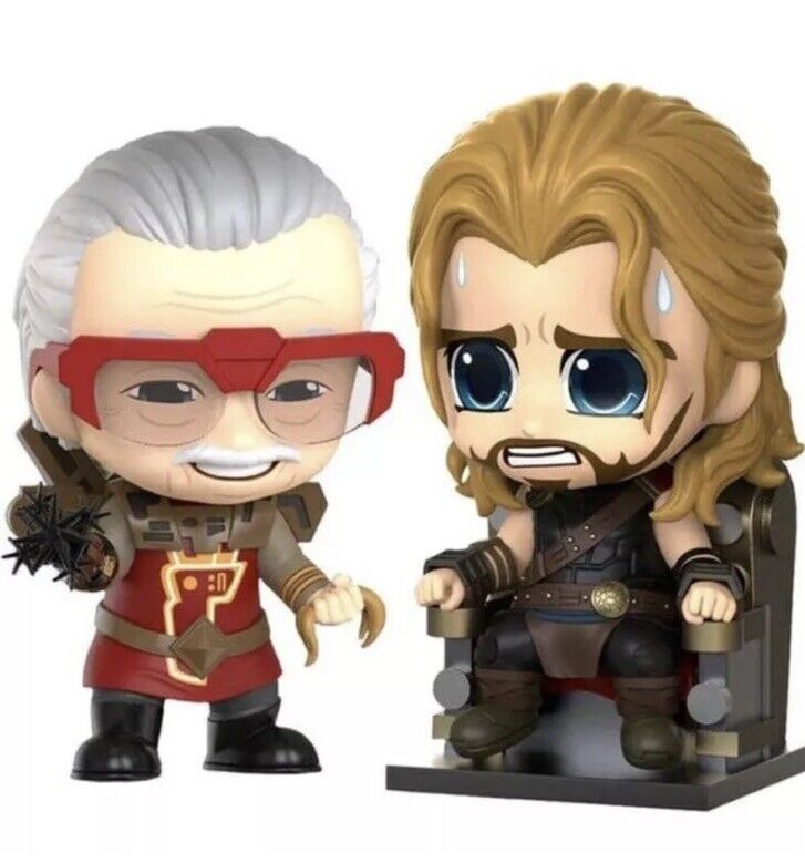 Thor: Ragnarok Cosbaby (S) Mini Figures Stan Lee & Thor 10 cm Ltd Ed Rare Set - SOScollectible