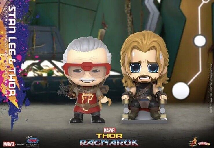 Thor: Ragnarok Cosbaby (S) Mini Figures Stan Lee & Thor 10 cm Ltd Ed Rare Set - SOScollectible