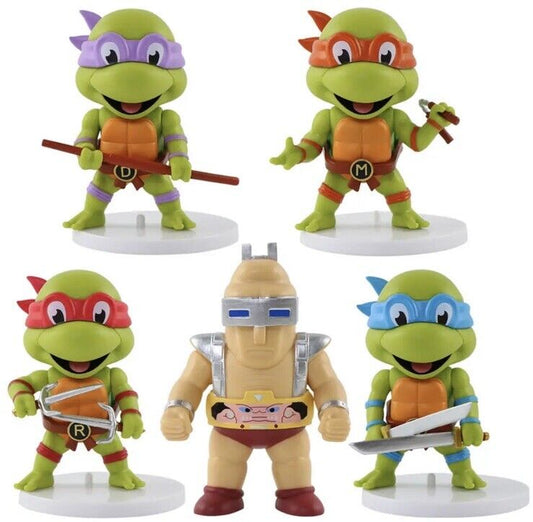 TMNT Teenage Mutant Ninja Turtles X 5 Set Of Figures 🇬🇧 8 - 10cm Q Version New - SOScollectible