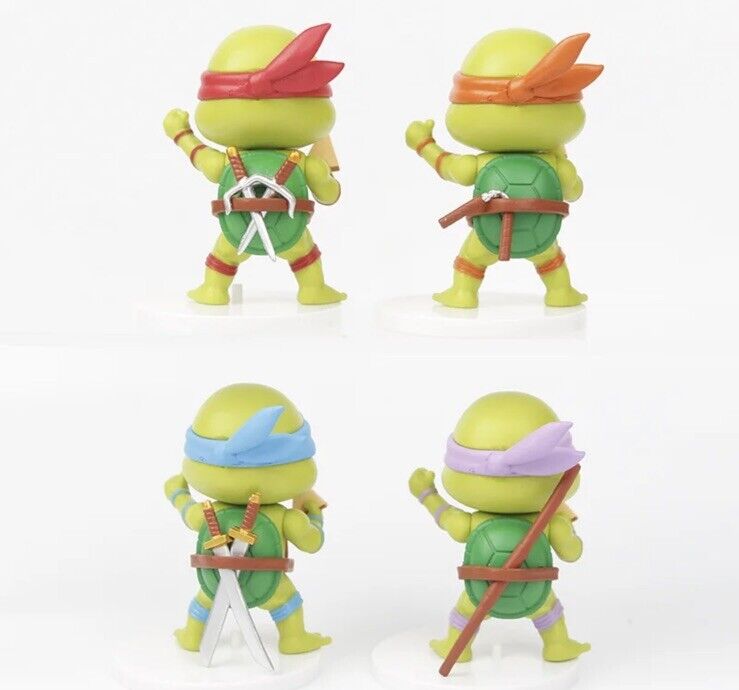 TMNT Teenage Mutant Ninja Turtles X 5 Set Of Figures 🇬🇧 8 - 10cm Q Version New - SOScollectible