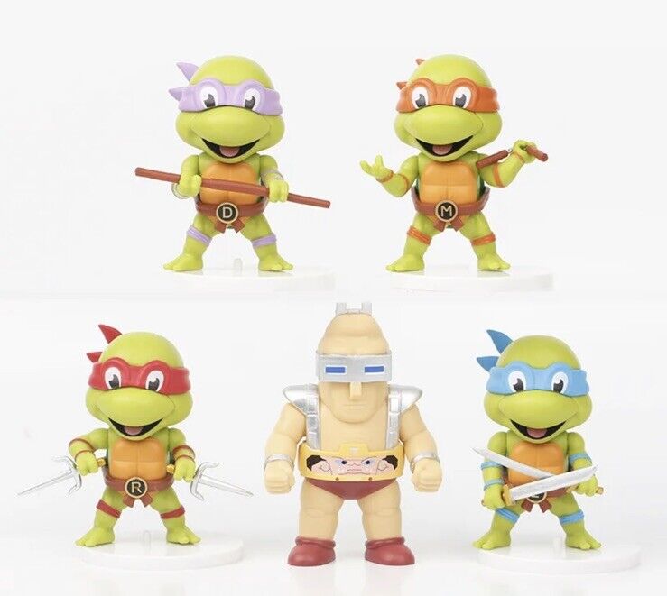 TMNT Teenage Mutant Ninja Turtles X 5 Set Of Figures 🇬🇧 8 - 10cm Q Version New - SOScollectible