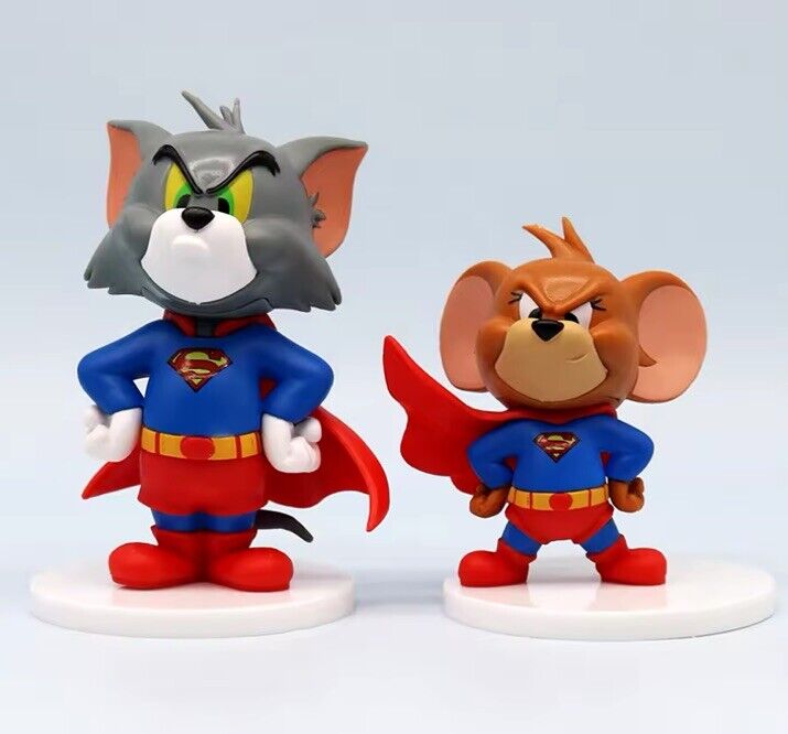 TOM AND JERRY As SUPERMAN HOLLYWOOD series 2x Figures Gift Box Cult Cartoon - SOScollectible