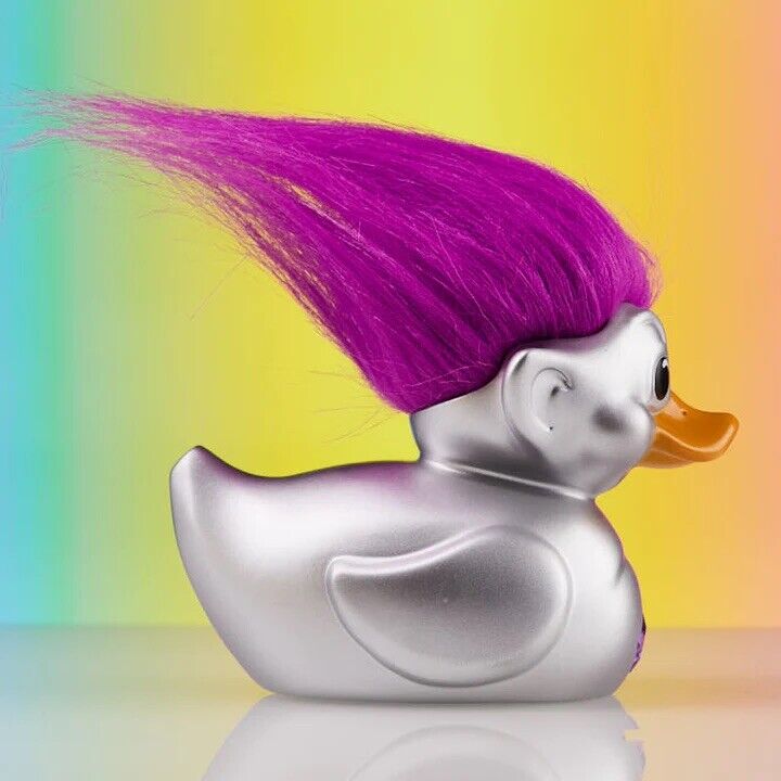 TUBBZ 1ST EDITION Trolls SILVER PURPLE HAIR TROLL Collectible Duck Figure - SOScollectible