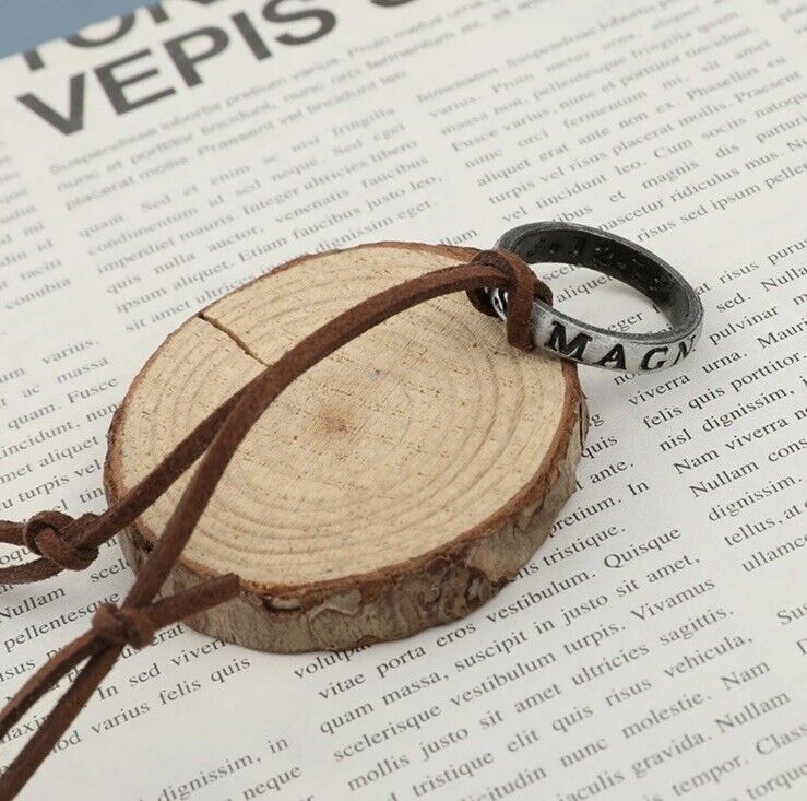 Uncharted PS4 Nathan Drake's Ring Pendant Necklace adjustable Leather Cord gift - SOScollectible