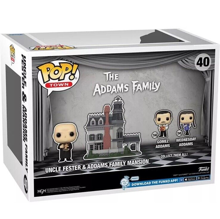 Uncle Fester & Mansion Addams Family Funko Town #40 Cult Horror Wednesday - SOScollectible