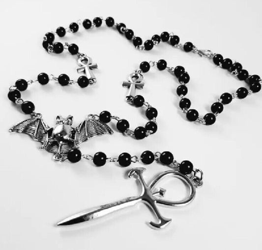 Vampire Rosary Choker Halloween Bat Gothic Presents Pendant Neck gift bag horror - SOScollectible