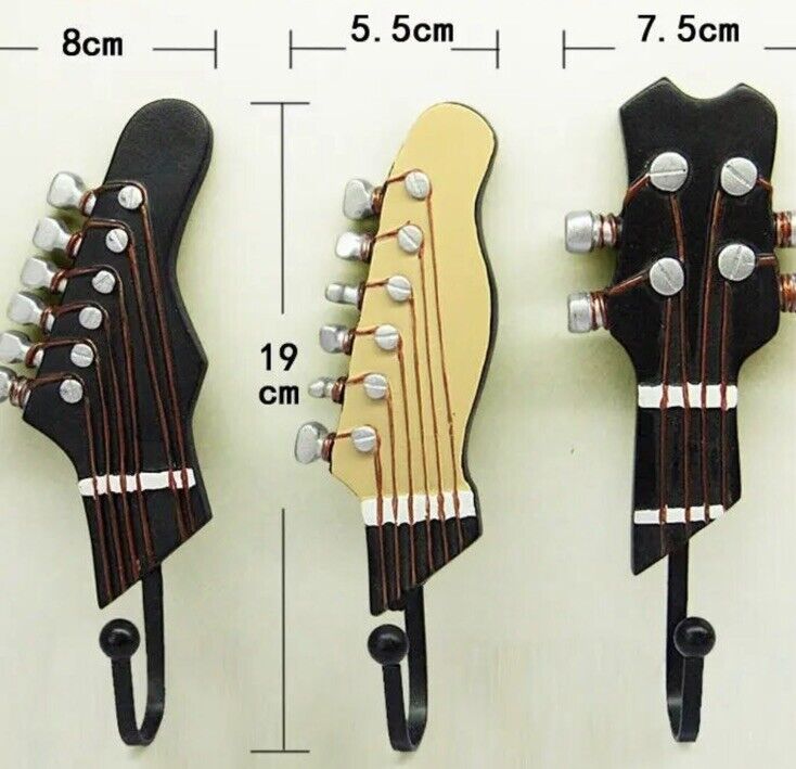 Wall Mount Guitar Coat Hanger Holder Hook Keeper Brackets Wooden Wood Dark Brown - SOScollectible