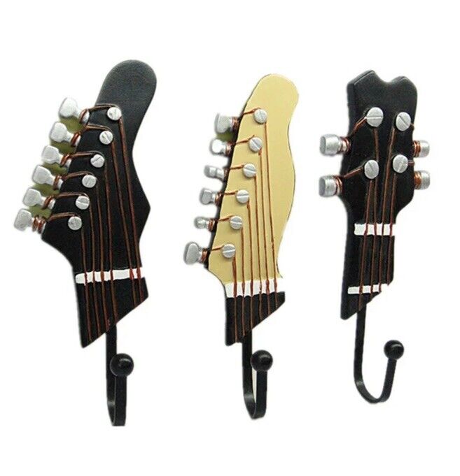 Wall Mount Guitar Coat Hanger Holder Hook Keeper Brackets Wooden Wood Dark Brown - SOScollectible