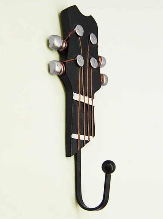 Wall Mount Guitar Coat Hanger Holder Hook Keeper Brackets Wooden Wood Dark Brown - SOScollectible