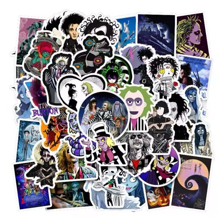 x50 Tim Burton Movie Stickers Beetlejuice Scissorhands Nightmare Before Gift - SOScollectible