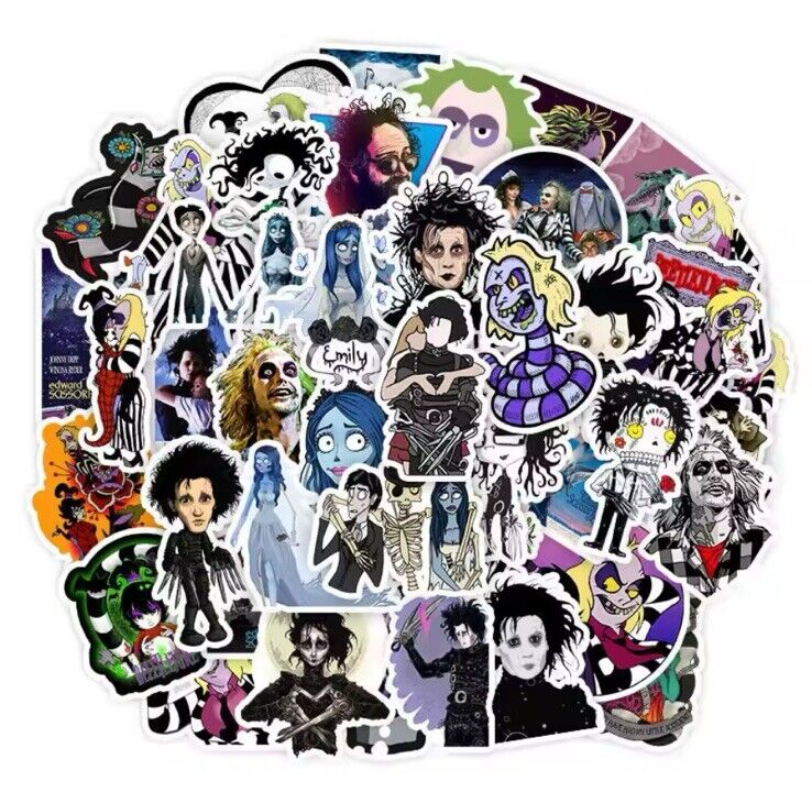 x50 Tim Burton Movie Stickers Beetlejuice Scissorhands Nightmare Before Gift - SOScollectible